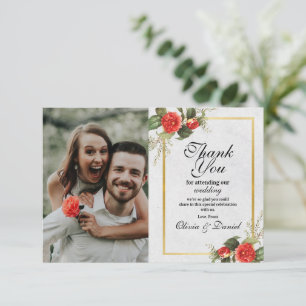 Vielen Dank für Ihr Hochzeitserlebnis Red Gold Wei Dankeskarte