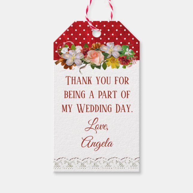 Vielen Dank für Ihr Hochzeitsgeschenk Tag Burgundy Geschenkanhänger (Vorderseite)