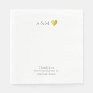 Vielen Dank für Ihr Hochzeitsherz auf Weiß Liebe Serviette