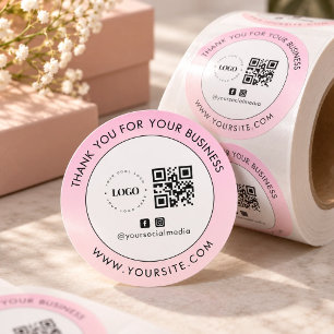 Vielen Dank für Ihr individuelles Firmenlogo QR Co Runder Aufkleber