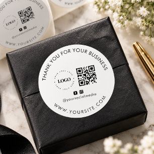 Vielen Dank für Ihr individuelles Firmenlogo QR Co Runder Aufkleber