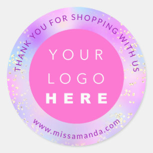 Vielen Dank für Ihr Interesse am Logo-Logo in Rosa Runder Aufkleber