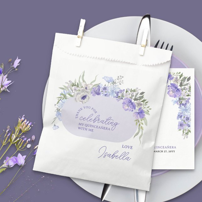 Vielen Dank für Ihr Interesse an der Lila Peri Flo Geschenktütchen (Thank you for celebrating, personalized favor bags with purple floral design)