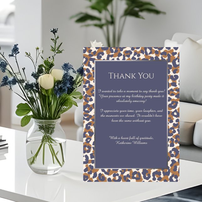 Vielen Dank für Ihr Kartenleopard Pattern-Blau und Einladung (Thank You Card-Leopard Pattern-Blue and Brown- Invitation )