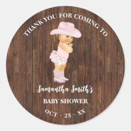 Vielen Dank für Ihr Kommen Cowgirl Western Baby Sh Runder Aufkleber