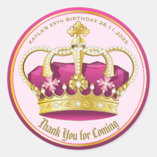 Vielen Dank für Ihr Kommen Pearl Crown Gold Pink G Runder Aufkleber