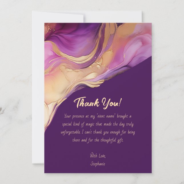 Vielen Dank für Ihr modernes Abstraktes Lila Rosa  Einladung (Vorderseite)