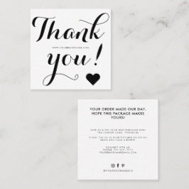 Vielen Dank für Ihr modernes weißes Schwarz Quadratische Visitenkarte