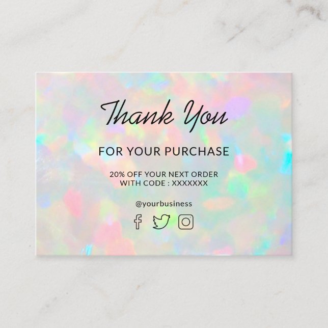 Vielen Dank für Ihr opal-Foto Visitenkarte (Vorderseite)