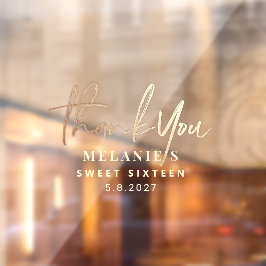 Vielen Dank für Ihr Personalisiertes 16. Bridal Go Fensteraufkleber