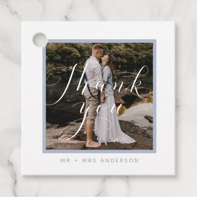 Vielen Dank für Ihr Script Modernes Foto Hochzeit Geschenkanhänger (Vorderseite)