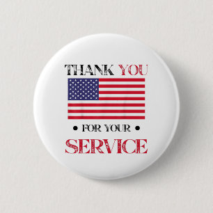 Vielen Dank für Ihr Service American Flag Button