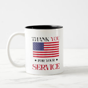 Vielen Dank für Ihr Service American Flag Zweifarbige Tasse