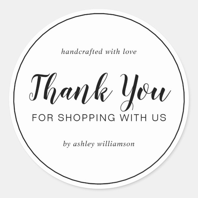 Vielen Dank für Ihr Shopping mit uns schicken Scri Runder Aufkleber (Vorderseite)