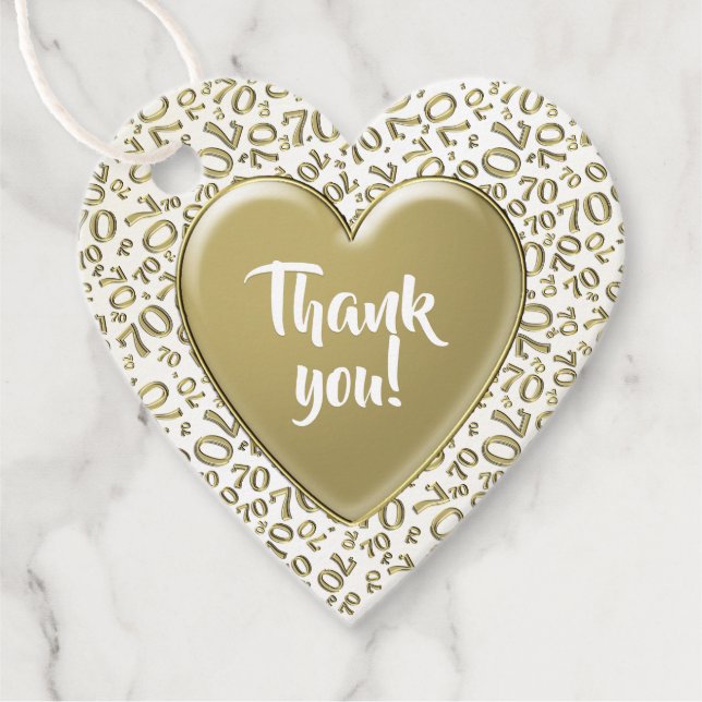 Vielen Dank für Ihre 70. Coole Zahlenmuster Gold u Geschenkanhänger (Vorderseite)