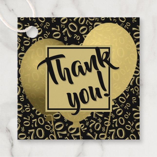 Vielen Dank für Ihre 70. Nummer Muster Gold und Bl Geschenkanhänger (Vorderseite)