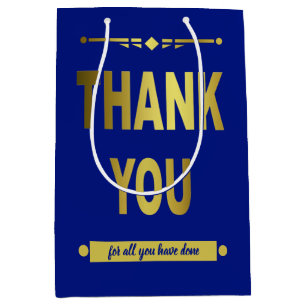 Vielen Dank für Ihre Anerkennung Blue Gold Typogra Mittlere Geschenktüte