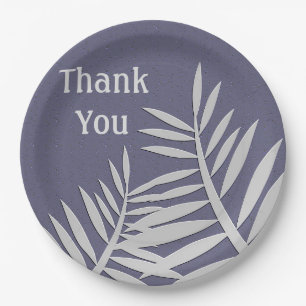 Vielen Dank für Ihre Anerkennung Lila Leaf-Silhoue Pappteller