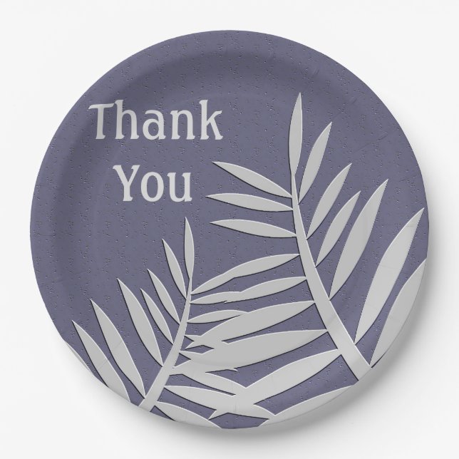 Vielen Dank für Ihre Anerkennung Lila Leaf-Silhoue Pappteller (Vorderseite)