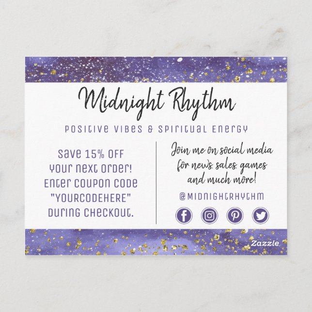 Vielen Dank für Ihre Aquarellfarbe Vollmond Mondmo Postkarte (Rückseite)