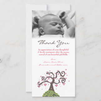 Vielen Dank für Ihre Baby Monogram Tree Foto Card Dankeskarte