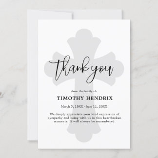 Vielen Dank für Ihre Beerdigung Cross Memorial Car Einladung