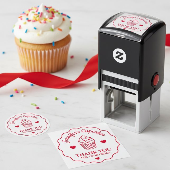 Vielen Dank für Ihre Bestellung Bäckerei Cupcake B Permastempel (Thank you for your order self inking stamp 🧁)