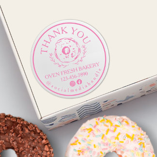 Vielen Dank für Ihre Bestellung Bäckerei Pink Donu Runder Aufkleber