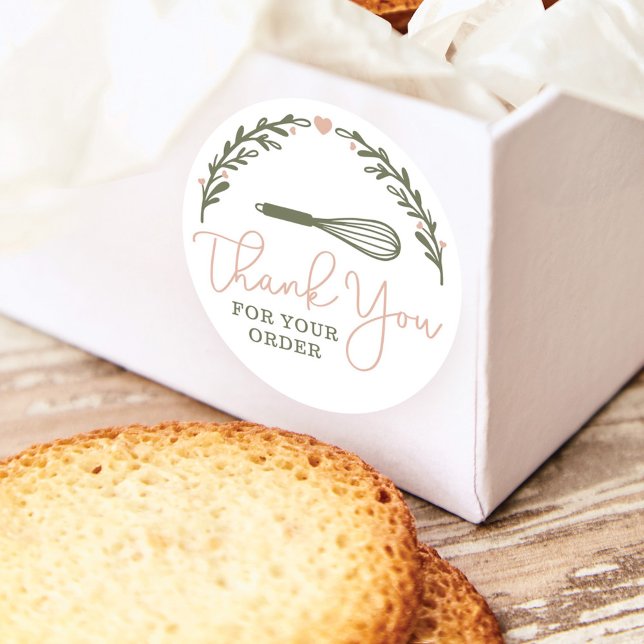 Vielen Dank für Ihre Bestellung Bäckerei Whisk & W Runder Aufkleber (Von Creator hochgeladen)