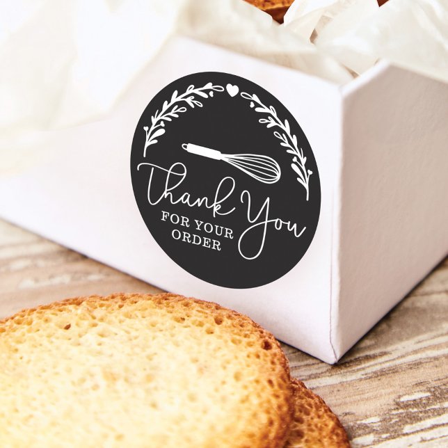 Vielen Dank für Ihre Bestellung Bäckerei Whisk & W Runder Aufkleber (Von Creator hochgeladen)