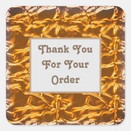 Vielen Dank für Ihre Bestellung Bright Gold Elegan Quadratischer Aufkleber