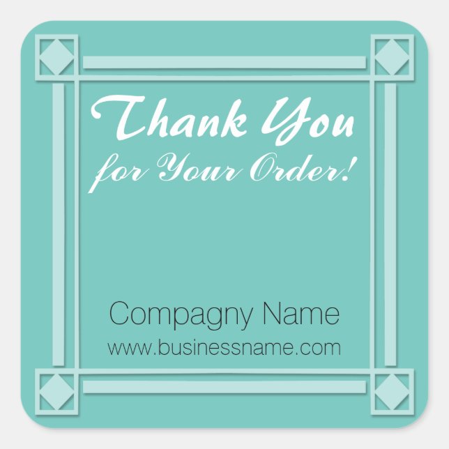 Vielen Dank für Ihre Bestellung Corporate Aqua Sti Quadratischer Aufkleber (Vorderseite)