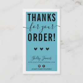 VIELEN DANK FÜR IHRE BESTELLUNG einfügen türkisbla Visitenkarte