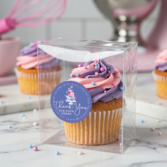 Vielen Dank für Ihre Bestellung Fun Bäckerei Cake  Runder Aufkleber (Thank You For Your Order Fun Bakery Cake & Tools C Classic Round Sticker)