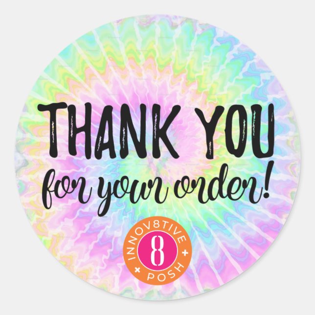 Vielen Dank für Ihre Bestellung gefärbte Krawatte  Runder Aufkleber (Vorderseite)