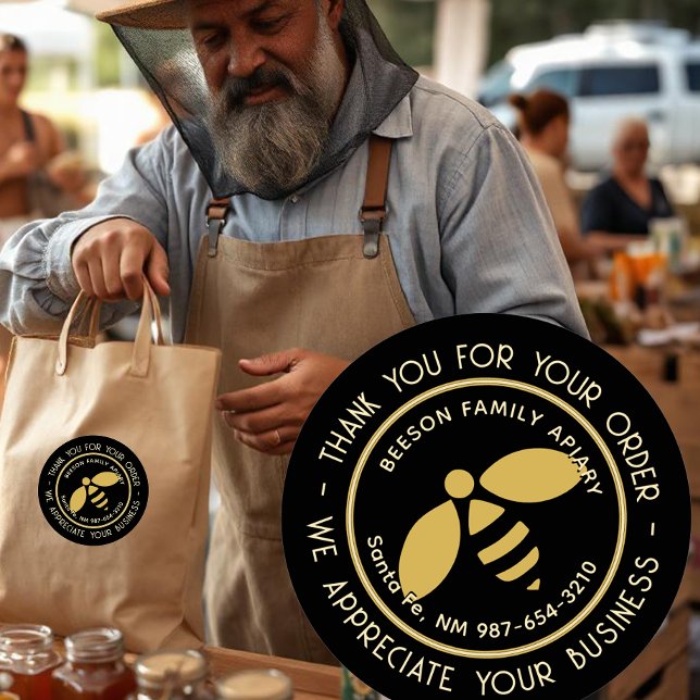 Vielen Dank für Ihre Bestellung Gold Bee Apiary Ho Runder Aufkleber (Von Creator hochgeladen)