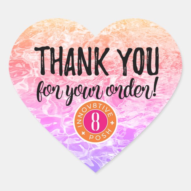 Vielen Dank für Ihre Bestellung Innov8tive Posh Herz-Aufkleber (Vorderseite)