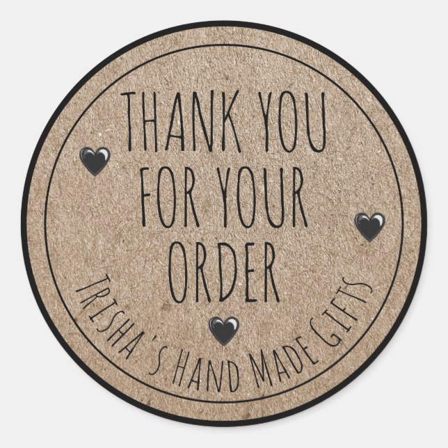 Vielen Dank für Ihre Bestellung Kraft Hintergrund  Runder Aufkleber (Vorderseite)