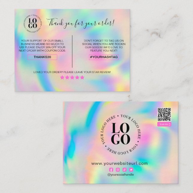 Vielen Dank für Ihre Bestellung Kundendiskontgesch Visitenkarte (Vorne/Hinten)