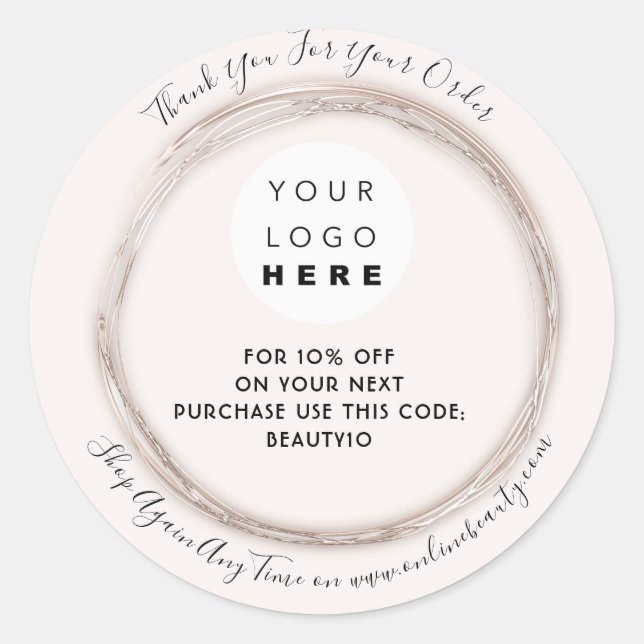 Vielen Dank für Ihre Bestellung Logo Discount Code Runder Aufkleber (Vorderseite)