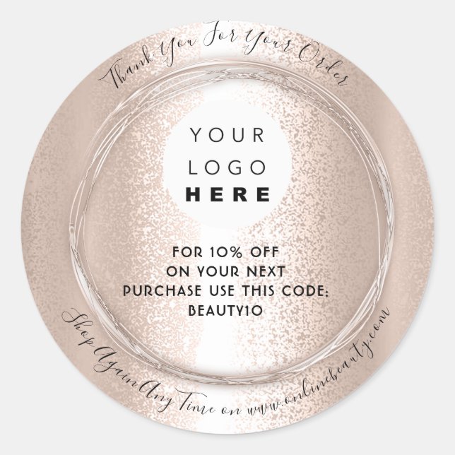 Vielen Dank für Ihre Bestellung Logo Rabatt Code R Runder Aufkleber (Vorderseite)