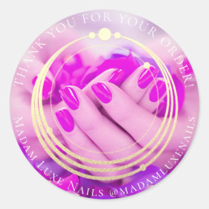 Vielen Dank für Ihre Bestellung Luxe Nails Pink Go Runder Aufkleber