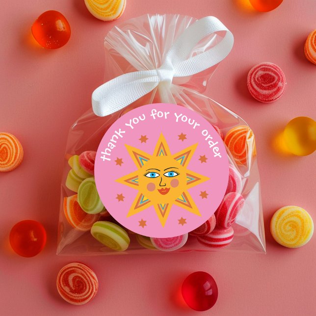 "Vielen Dank für Ihre Bestellung" Niedliche Custom Runder Aufkleber ("Thank you for your order" Cute Custom Sun Classic Round Sticker
)