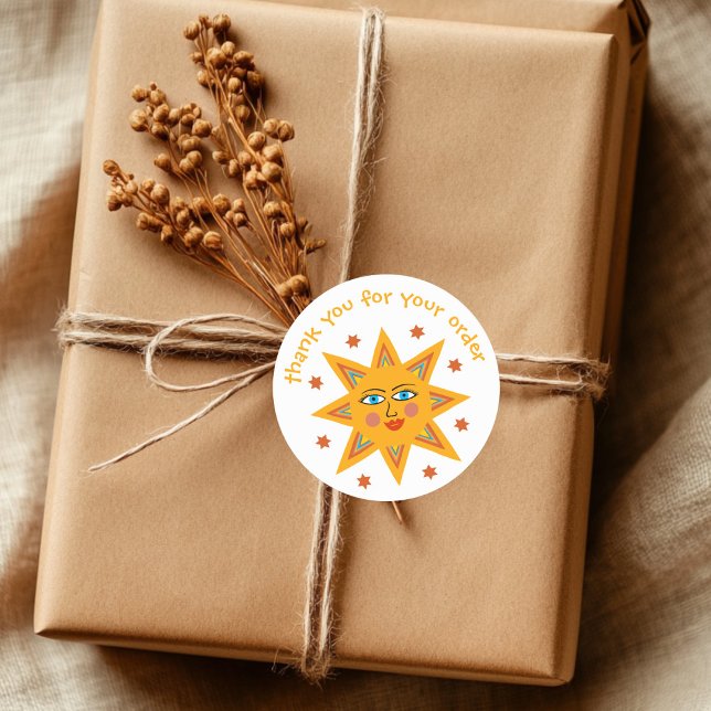 "Vielen Dank für Ihre Bestellung" Niedliche Custom Runder Aufkleber ("Thank you for your order" Cute Custom Sun Classic Round Sticker
)
