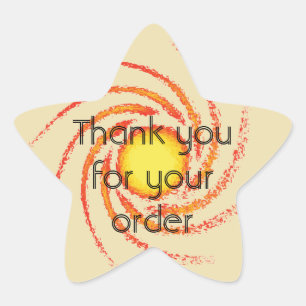 Vielen Dank für Ihre Bestellung wirbellose orange  Stern-Aufkleber