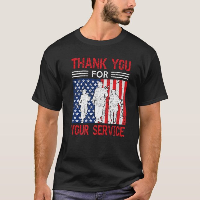 Vielen Dank für Ihre Dienste Patriotic Veterans Ta T-Shirt (Vorderseite)