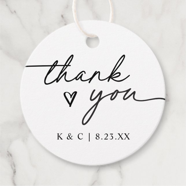 Vielen Dank für Ihre einfache Handschrift Herz Hoc Geschenkanhänger (Vorderseite)