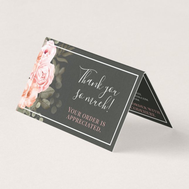 Vielen Dank für Ihre elegante Blush Pink Rose Card (Vorderseite)