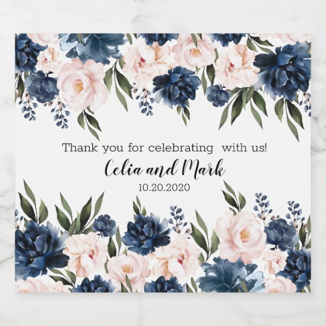 Vielen Dank für Ihre Feier mit uns Rosa und Blau (Einzelnes Label)