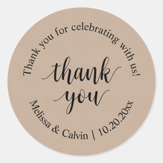 Vielen Dank für Ihre Feier mit uns Wedding Sticker (Vorderseite)